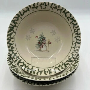 We Can Build‎ A Snowman (3) Cereal/Soup Bowls Stoneware Christmas Holiday…